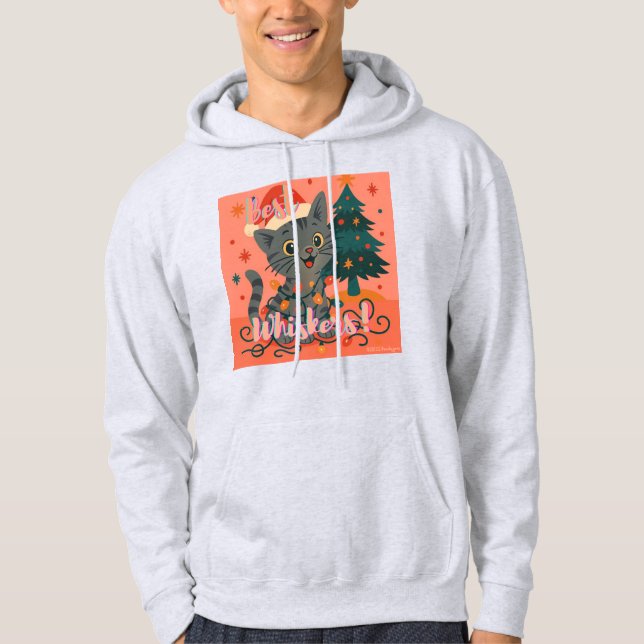 Sudadera Best Whiskers! Funny Santa Cat (Anverso)