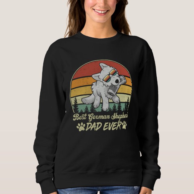 Sudadera Best White German Shepherd Dad Ever Retro Dog Fath (Anverso)