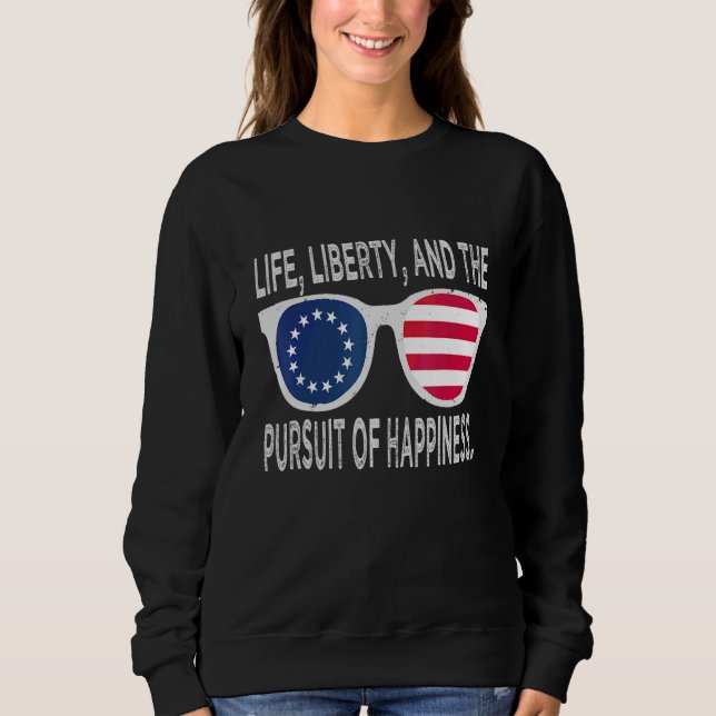 Sudadera Betsy Ross 4 De Julio Bandera Americana Gafas De S (Anverso)