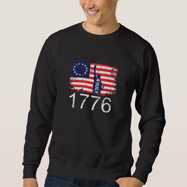 Sudadera Betsy Ross 4 De Julio Bandera Estadounidense 1776  (Anverso)