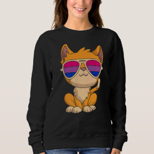 Sudadera Bi Pride Gafas de sol Bisexualidad Bandera Cat Lgb