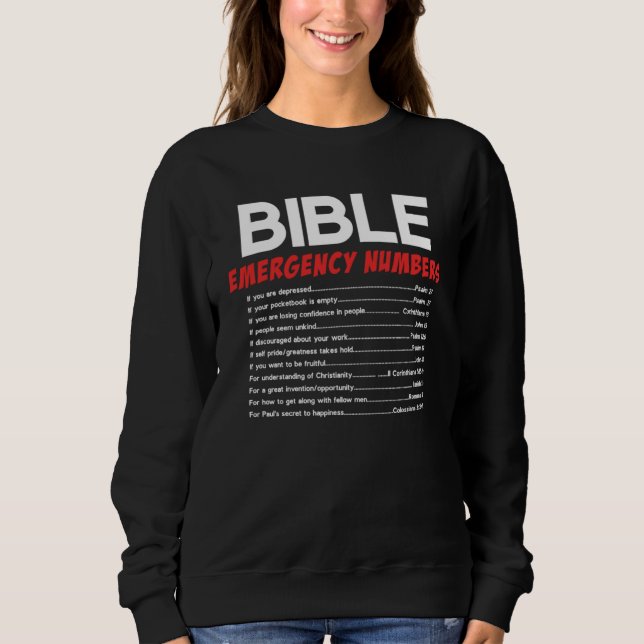 Sudadera Bible Emergency Numbers Christian Bible Jesus (Anverso)