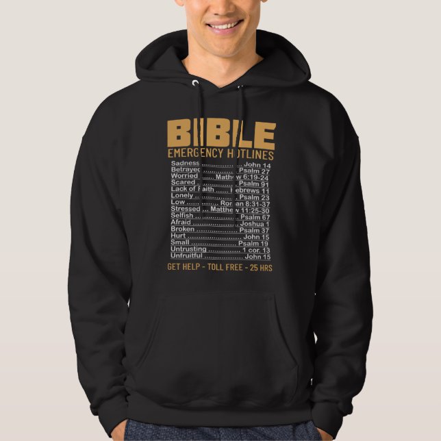 Sudadera Bible Emergency Numbers Verse God Jesus Faith Chri (Anverso)