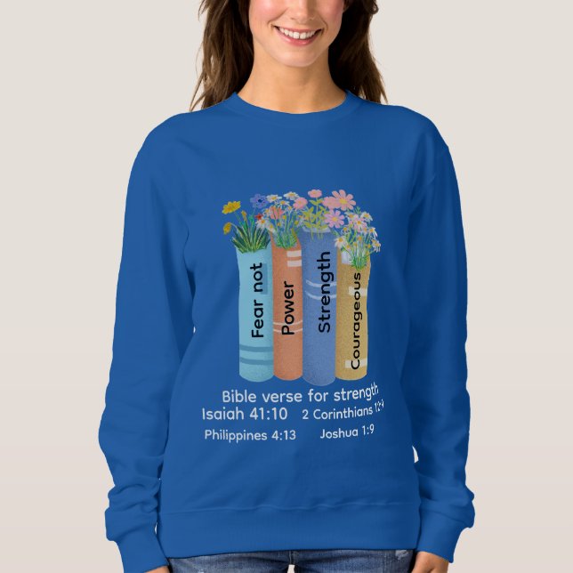 Sudadera Bible verse of strength , Floral Book Lover faith (Anverso)