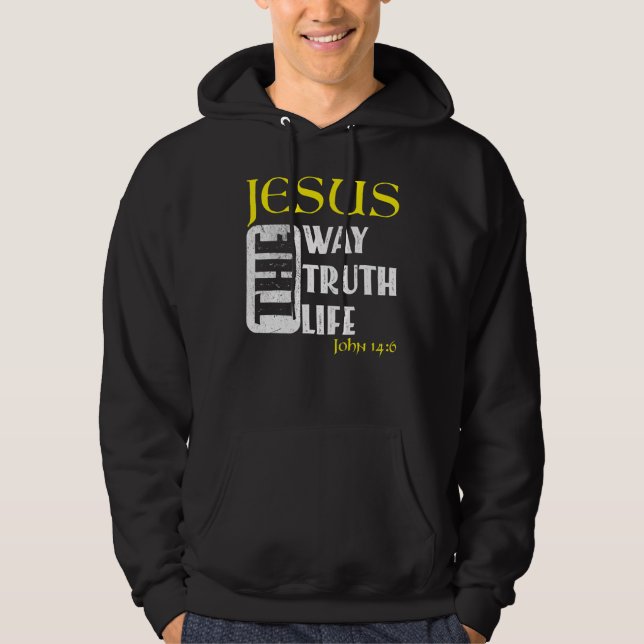 Sudadera Biblia cristiana contra John 146 1 (Anverso)