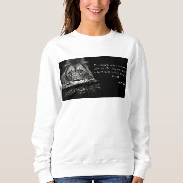 Sudadera Biblia Verse Scripture 1 Peter 5:8 KJV Mujeres (Anverso)