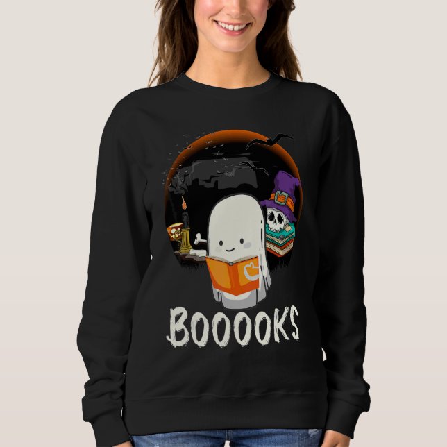 Sudadera Biblioteca de Halloween de Gfhost Book Boo Reading (Anverso)