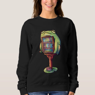 Sudadera Biblioteca de ranas verdes lindo leyendo libro Ami