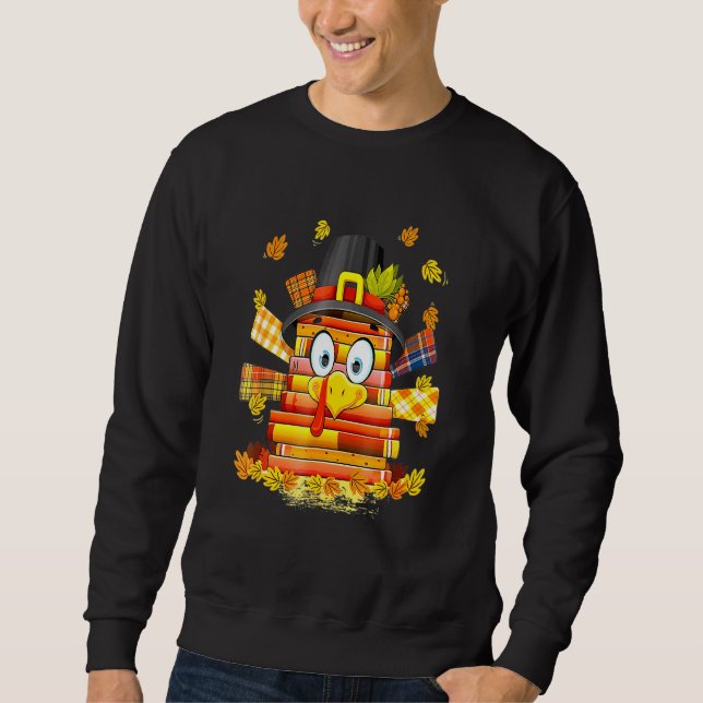 Sudadera Bibliotecario Libro Lector Pavo Día de Acción de G (Anverso)