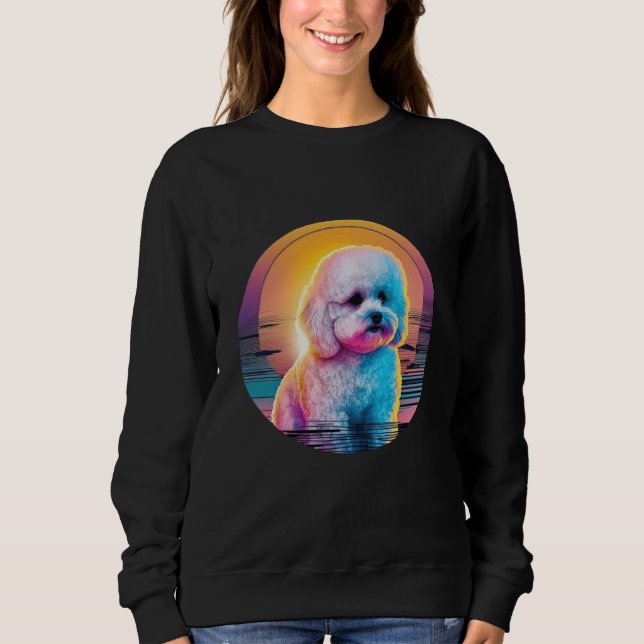 Sudadera Bichon Frise Synthwave 80s Retrowave Aesthetic (Anverso)