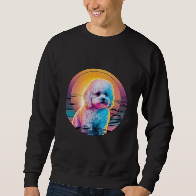Sudadera Bichon Frise Synthwave 80s Retrowave Aesthetic (Anverso)