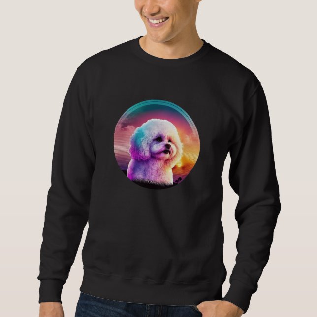 Sudadera Bichon Frise Synthwave 80s Retrowave Aesthetic  1 (Anverso)