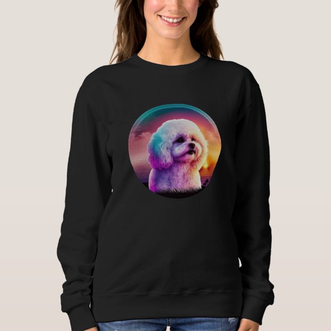 Sudadera Bichon Frise Synthwave 80s Retrowave Aesthetic  1 (Anverso)