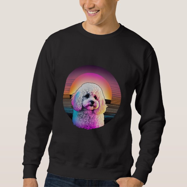 Sudadera Bichon Frise Synthwave 80s Retrowave Aesthetic  2 (Anverso)