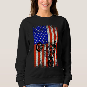 Sudadera Bicicleta Sucia Bandera Estadounidense Motocross B