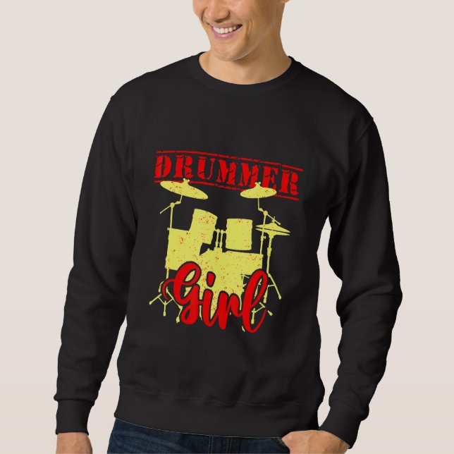 Sudadera Bidones de tambor Chica Musical Band Drummin (Anverso)
