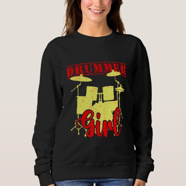 Sudadera Bidones de tambor Chica Musical Band Drummin (Anverso)