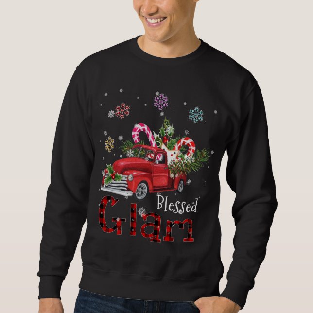 Sudadera Bienaventurados Navidades Glam Camión Rojo Regalo  (Anverso)