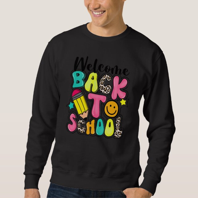 Sudadera Bienvenido De Nuevo A La Escuela Cute Sonriente Fa (Anverso)