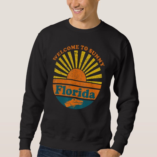 Sudadera Bienvenidos A Florida Sunny Florida Alligator Gato (Anverso)