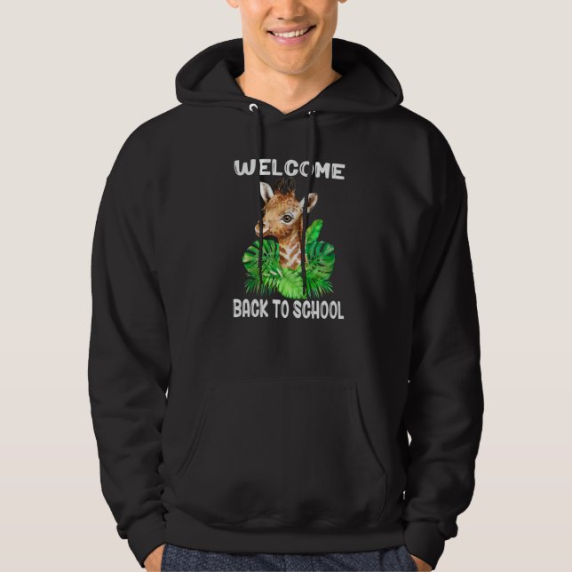 Sudadera Bienvenidos de nuevo a la escuela con bebé jirafa  (Anverso)