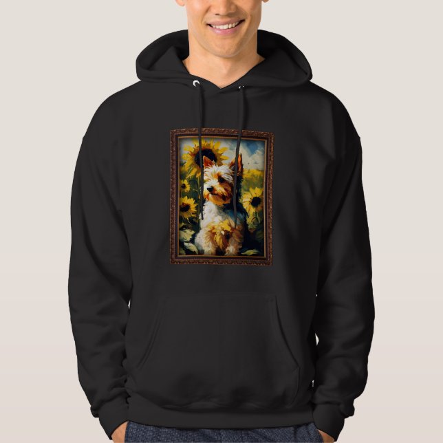 Sudadera Biewer Terrier Painting Sunflower Flower Mom Women (Anverso)