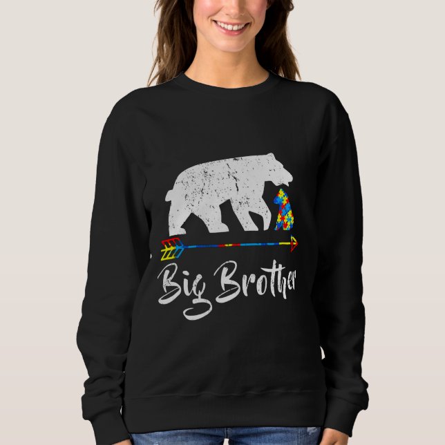 Sudadera Big Brother Bear Autism Awareness Proud Autism Mom (Anverso)