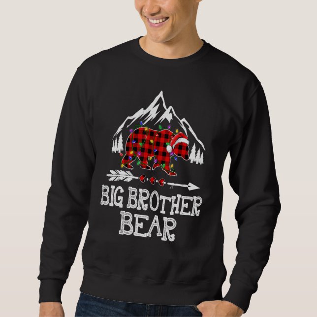 Sudadera Big Brother Bear Buffalo Plaid Matching Family Chr (Anverso)