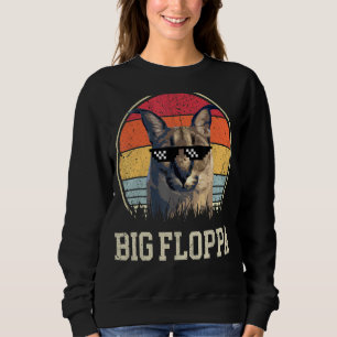 Sudadera Big Floppa Meme Cute Caracal Cat retro sol vintage