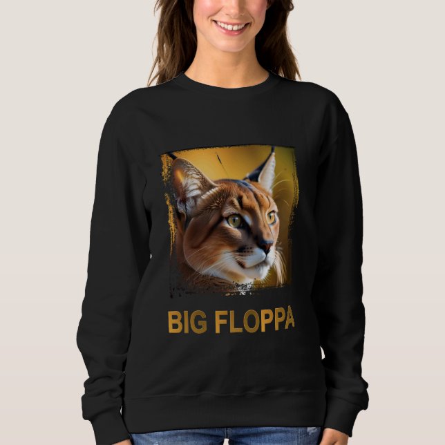 Sudadera Big Floppa Meme lindo gato caracal (Anverso)