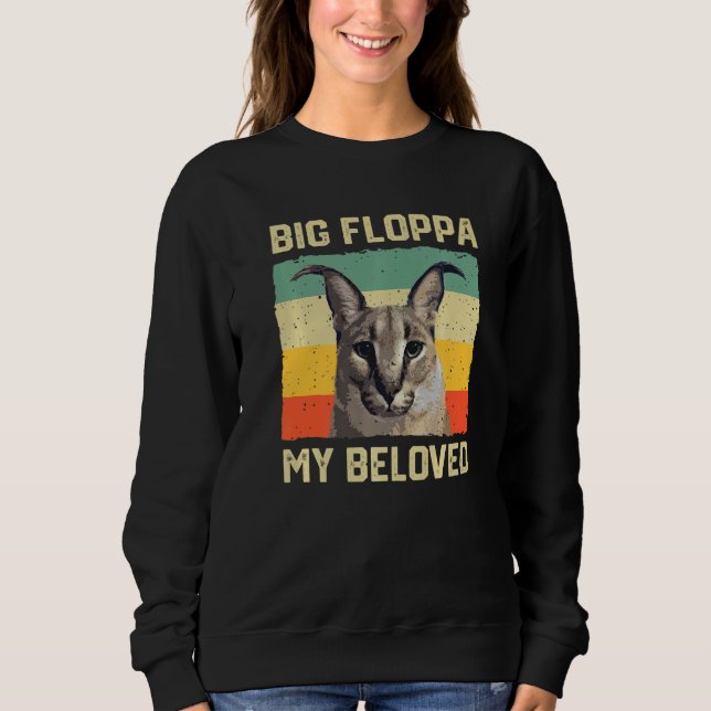 Sudadera Big Floppa My Beloved Meme Cute Caracal Cat retro  (Anverso)