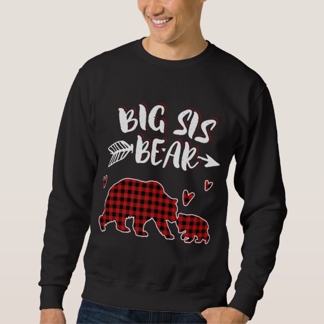 Sudadera Big Sis Bear Xmas Red Plaid Coincide con la Famili (Anverso)