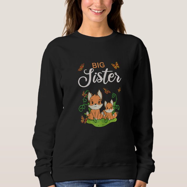 Sudadera Big sister cute fox baby shower (Anverso)