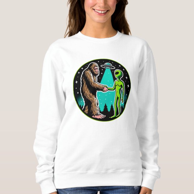 Sudadera Bigfoot Alien Alliance - Funny Scifi Cryptid (Anverso)