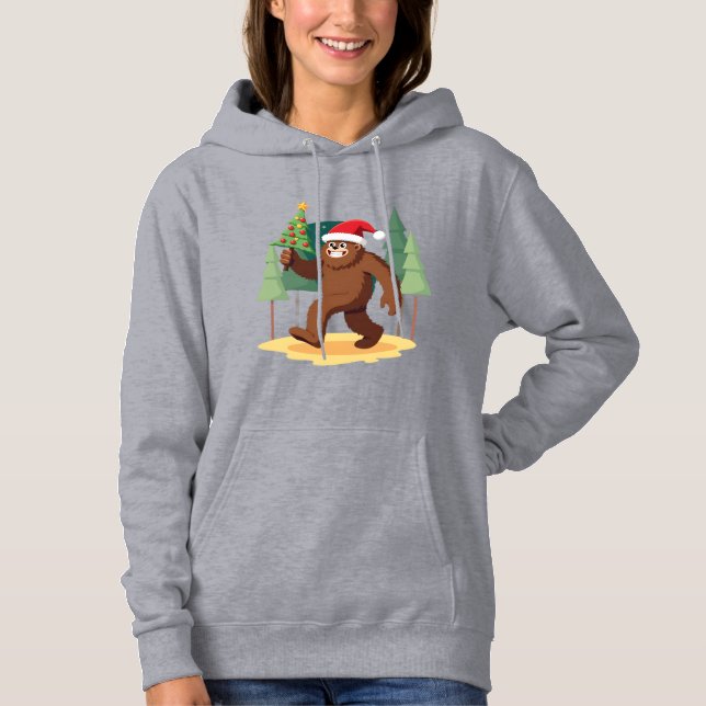 Sudadera Bigfoot Christmas Tree Santa Hat (4) (Anverso)