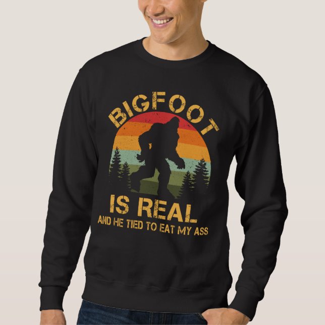 Sudadera Bigfoot Es Real Intentó Comer Sasquatch Divertido (Anverso)