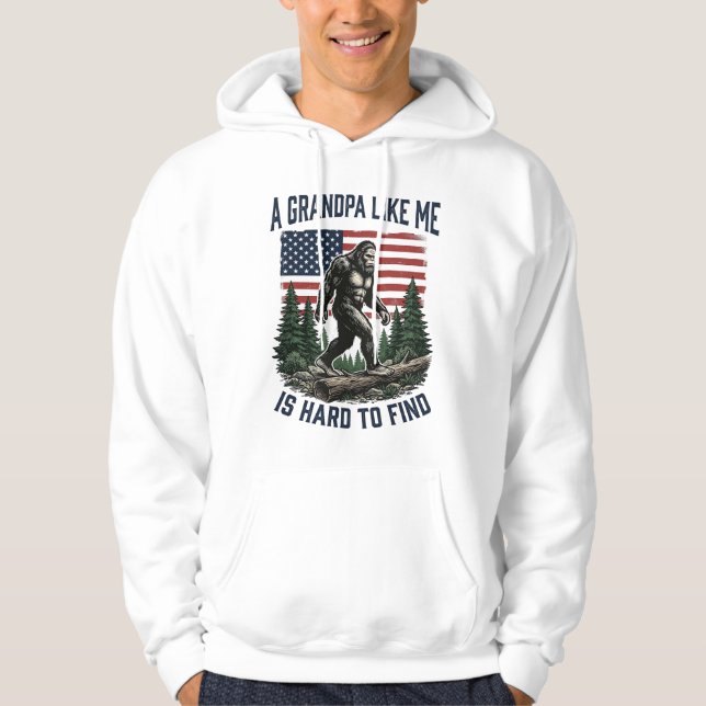 Sudadera Bigfoot Grandpa Vintage American Flag Shirt Design (Anverso)