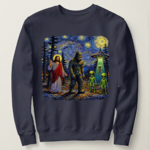 Sudadera Bigfoot Jesus Aliens Starry Night — Furgoneta Sasq