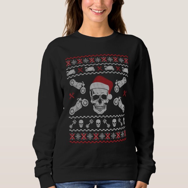 Sudadera Biker Skull Funny Chirstmas Motorcicleta (Anverso)