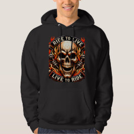 Sudadera Biker Skull Ride to Live Live to Ride Fiery Graph