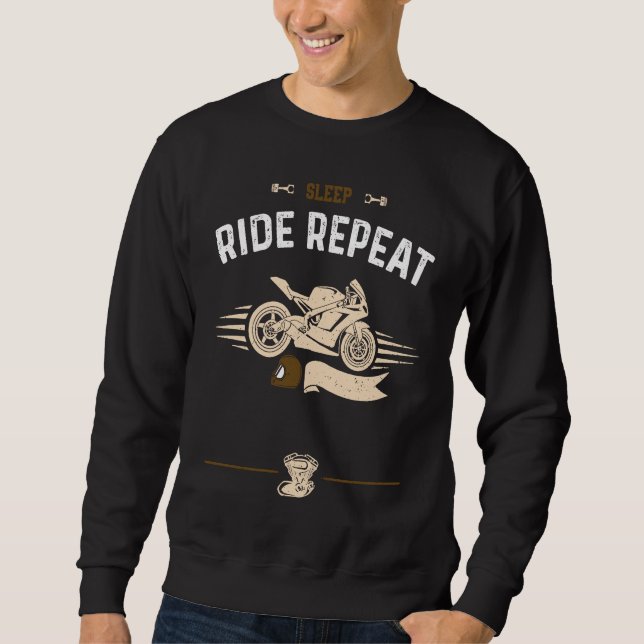 Sudadera Biker Sleep Ride Repeat  Motorcycle Sayings (Anverso)