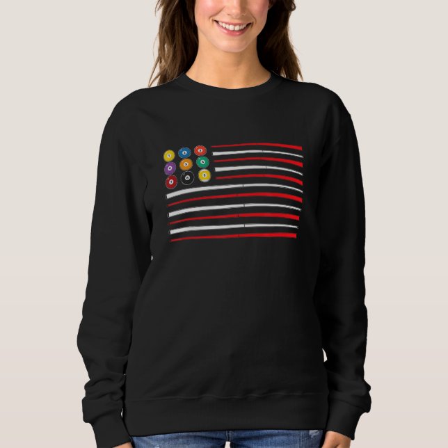 Sudadera Billiards American Flag Cue Pool Balls Billiard Pl (Anverso)