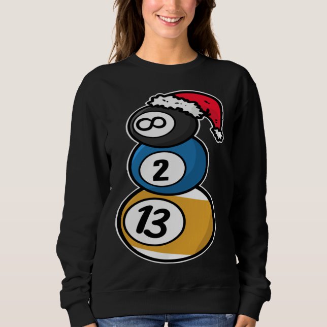 Sudadera Billiards Christmas Snowman with Pool Table Balls  (Anverso)