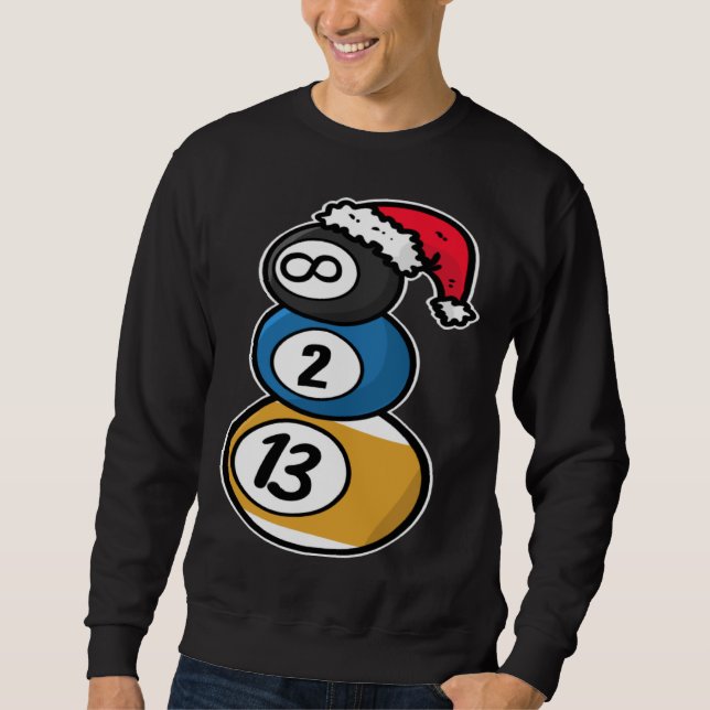 Sudadera Billiards Christmas Snowman with Pool Table Balls  (Anverso)