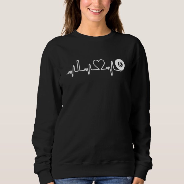 Sudadera Billiards Heartbeat I Love Billiards Pool Player (Anverso)