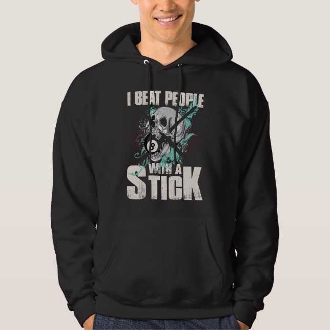 Sudadera Billiards I Bebe a la gente con un Stick Eightball (Anverso)