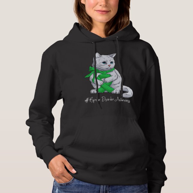 Sudadera Bipolar Disorder Awareness Month Green Ribbon Cat (Anverso)