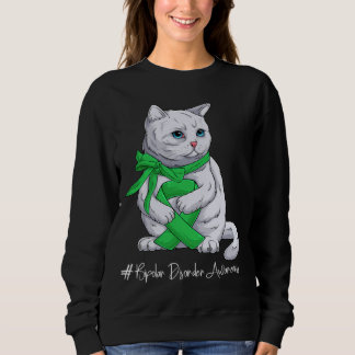 Sudadera Bipolar Disorder Awareness Month Green Ribbon Cat