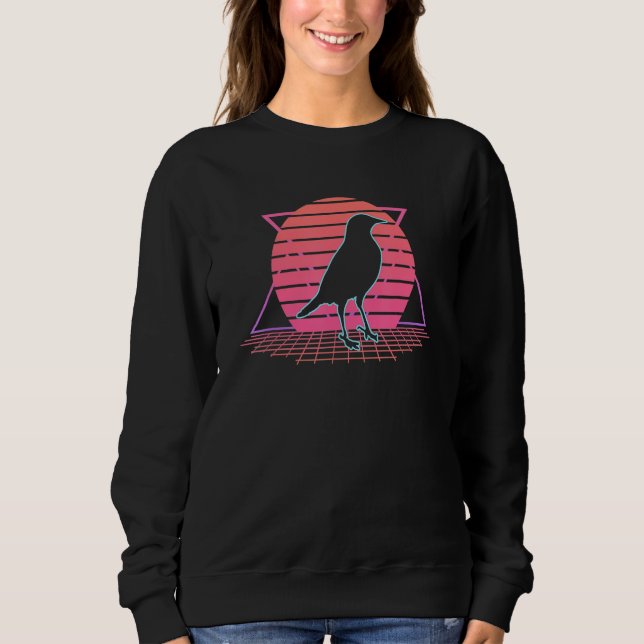 Sudadera Bird Watching Retro 80s Style Vintage Sunset Crow  (Anverso)