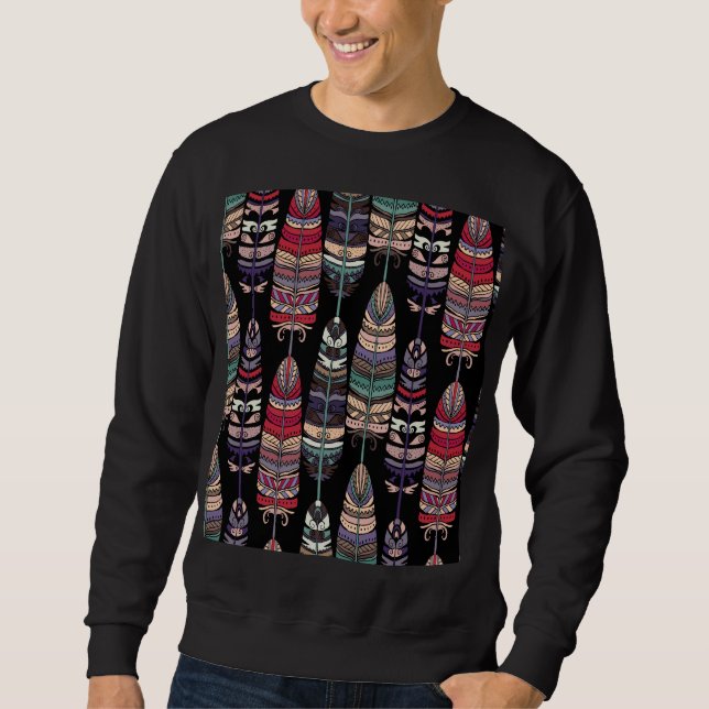 Sudadera Birds Feathers Tribal Art Seamless (Anverso)